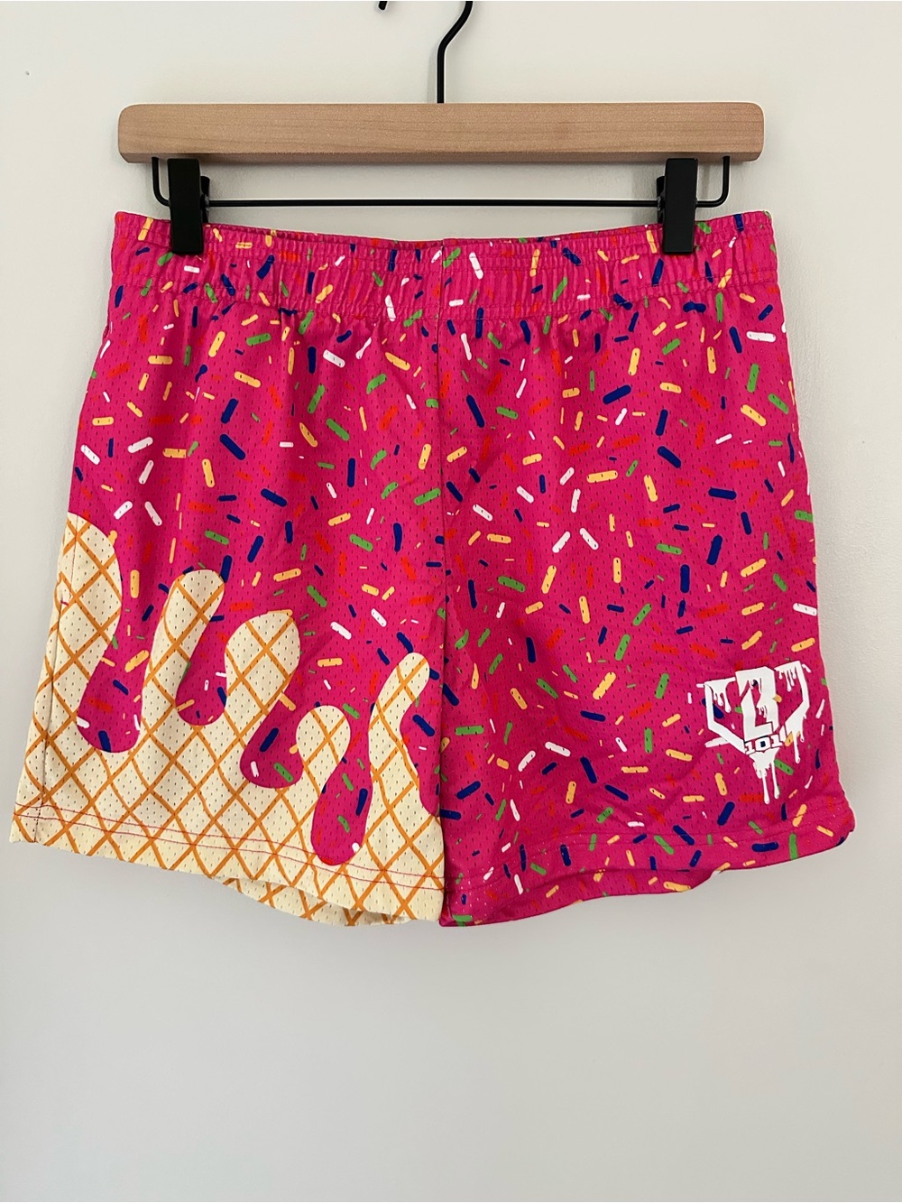 Baseball Lifestyle 101 Bright Pink Ice Cream Print Baseball Shorts